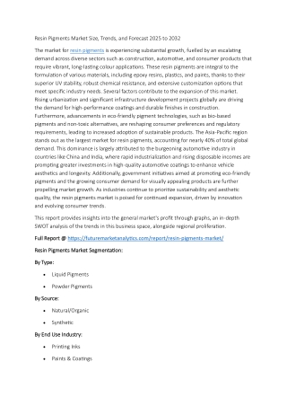Resin Pigments Market: Growth Trends & Insights 2025