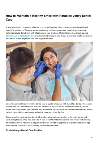 How to Maintain a Healthy Smile with Paradise Valley Dental Care