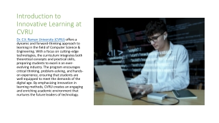 Innovative Learning in Computer Science & Engineering at CVRU