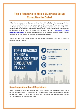 Top 4 Reasons to Hire a Business Setup Consultant in Dubai