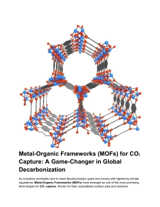 metal organic frameworks mofs for co capture