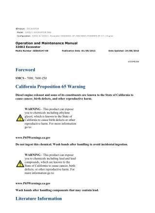Caterpillar CAT 320D2 L EXCAVATOR (DNS00001-UP) Operation and Maintenance Manual Instant Download