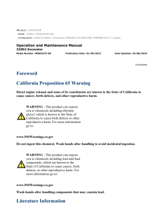Caterpillar CAT 320D2 L EXCAVATOR (STN00001-UP) Operation and Maintenance Manual Instant Download
