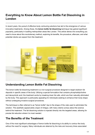 Everything to Know About Lemon Bottle Fat Dissolving in London