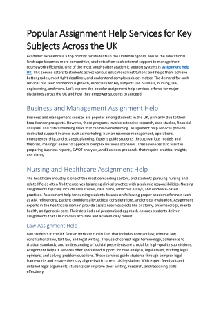 Popular Assignment Help Services for Key Subjects Across the UK