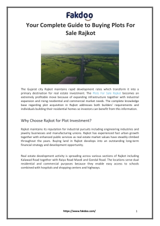 Your Complete Guide to Buying Plots For Sale Rajkot