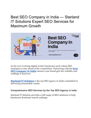 Best SEO Company in India — Expert SEO Services for Maximum Growth