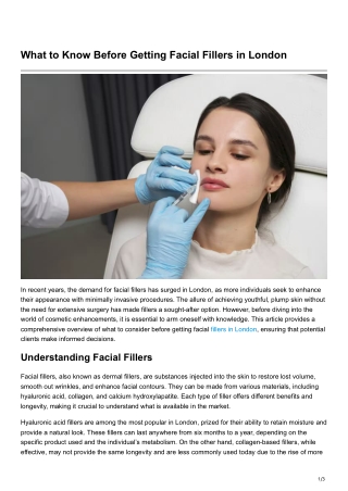 What to Know Before Getting Facial Fillers inLondon
