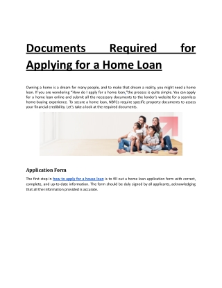 documents applying for a home loan