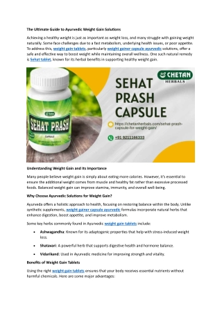 The Ultimate Guide to Ayurvedic Weight Gain Solutions