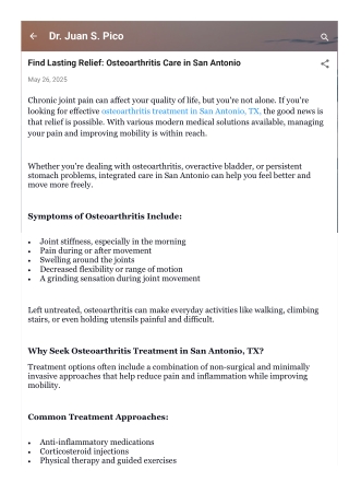 Find Lasting Relief: Osteoarthritis Care in San Antonio