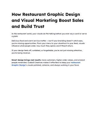 How Restaurant Graphic Design and Visual Marketing Boost Sales and Build Trust