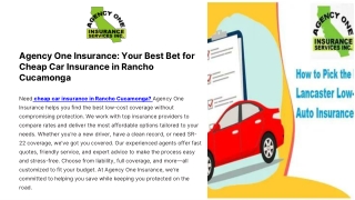 Agency One Insurance Your Best Bet for Cheap Car Insurance in Rancho Cucamonga