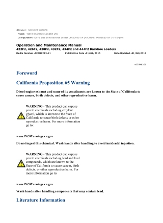 Caterpillar CAT 428F2 BACKHOE LOADER (LYG00001-UP) Operation and Maintenance Manual Instant Download