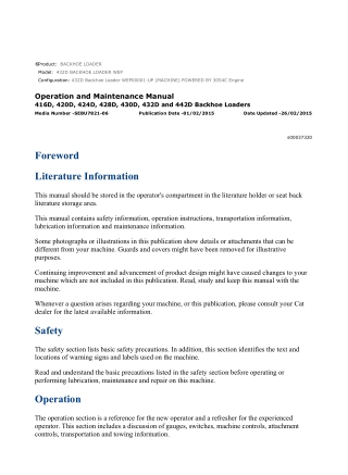 Caterpillar CAT 432D Backhoe Loader (WEP00001-UP) Operation and Maintenance Manual Instant Download