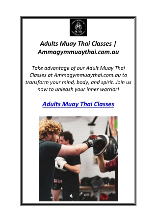 Adults Muay Thai Classes | Ammagymmuaythai.com.au