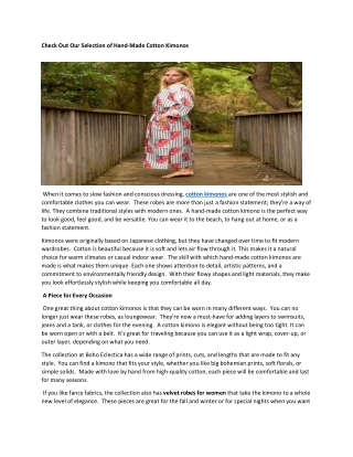 Check Out Our Selection of Hand-Made Cotton Kimonos