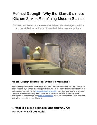 Refined Strength: Why the Black Stainless Kitchen Sink Is Redefining Modern Spaces