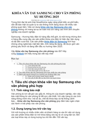 KHÓA VÂN TAY SAMSUNG CHO VĂN PHÒNG XU HƯỚNG 2025