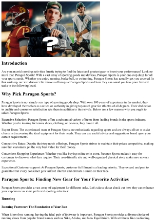 Paragon Sports: Uncovering New Gear for Your Favorite Activities