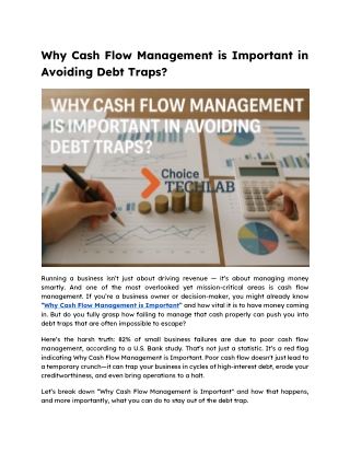 Why is Cash Flow Management Important in Avoiding Debt Traps