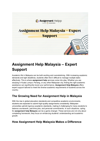 Assignment Help Malaysia – Expert Support