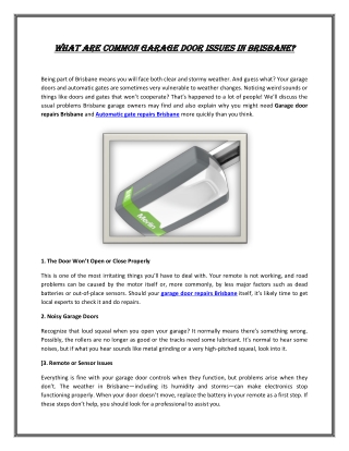 what are common garage door issues in brisbane