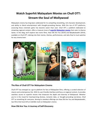Watch Superhit Malayalam Movies at Chull OTT