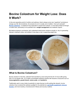 bovine colostrum for weight loss does it work