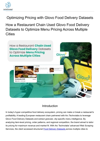 Optimizing Pricing with Glovo Food Delivery Datasets