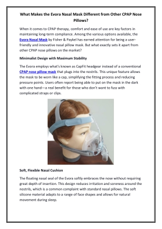What Makes the Evora Nasal Mask Different from Other CPAP Nose Pillows