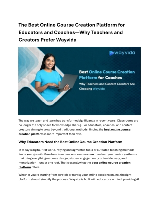 (Best Online Course Creation Platform for Coaches—Why Teachers and Content Creators Are Choosing Wayvida)