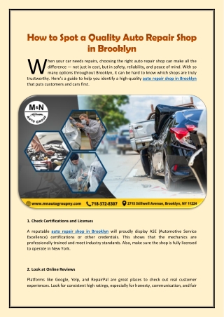 How to Spot a Quality Auto Repair Shop in Brooklyn