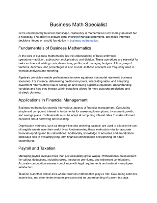 Business Math Specialist