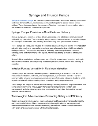 Syringe and Infusion Pumps