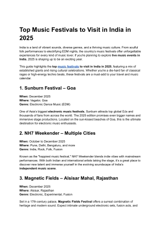 Top Music Festivals to Visit in India in 2025