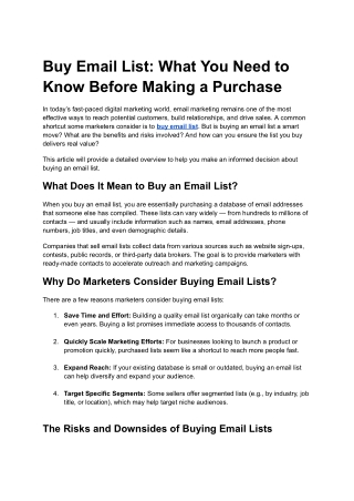Buy Email List: What You Need to Know Before Making a Purchase