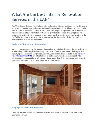 What Are the Best Interior Renovation Services in the UAE