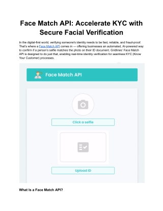 face match api accelerate kyc with secure facial