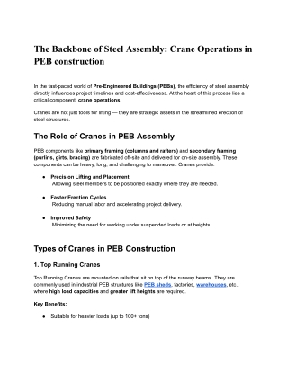 The Backbone of Steel Assembly_ Crane Operations in PEB construction