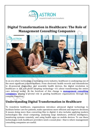 Digital Transformation in Healthcare The Role of Management Consulting Companies