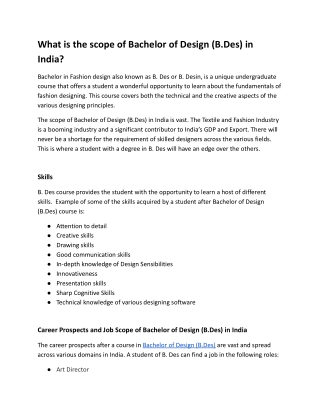 What is the scope of Bachelor of Design (B.Des) in India.docx