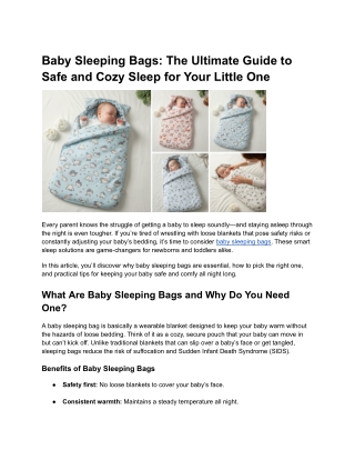 Best Baby Sleeping Bags for Safer Sleep