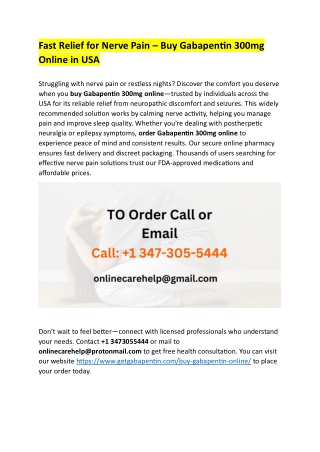 Buy Gabapentin 300mg Online in USA