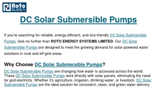DC Solar Submersible Pumps