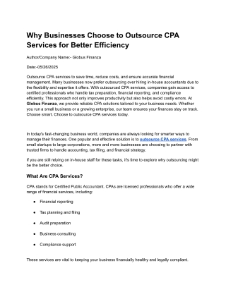 Why Businesses Choose to Outsource CPA Services for Better Efficiency