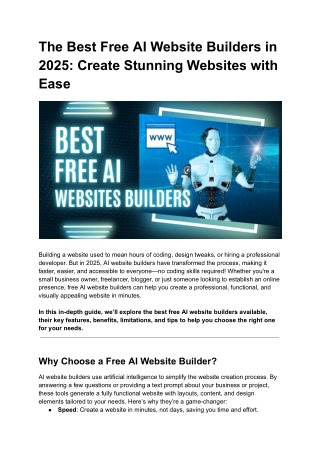 Top Free AI Website Builders to Create Stunning Sites Instantly