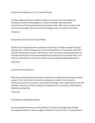oneclick technologies llc your trusted it partner