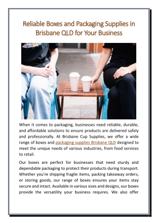 Reliable Boxes and Packaging Supplies in Brisbane QLD for Your Business
