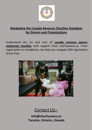 Navigating the Canada Revenue Charities Database for Donors and Organizations